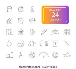 Line icons set. Measuring pack. Vector illustration