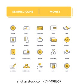 Line icons set. Money pack. Vector illustration for finance, banking and transactions
