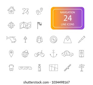 Line icons set. Navigation pack. Vector illustration