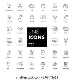 Line icons set. Office. Vector illustration.