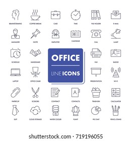 Line icons set. Office. Vector illustration.
