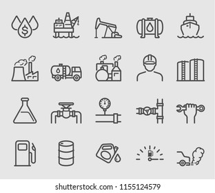Line icons set for Oil industry
