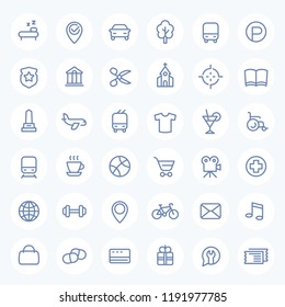 line icons set on white for maps, navigation apps and web, vector