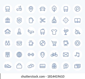 line icons set on white for maps, navigation apps, vector