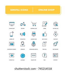  Line icons set. Online Shop pack. Vector illustration for e-commerce and e-trade