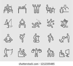 Line icons set for People relaxation