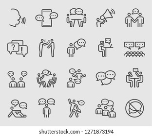 Line icons set for People talking