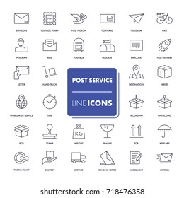 Line icons set. Post service pack. Vector illustration.