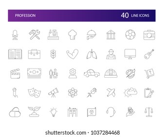 Line icons set. Profession pack. Vector illustration