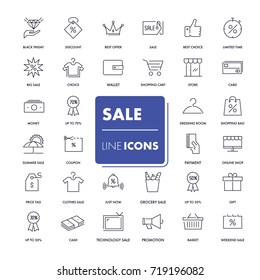 Line icons set. Sale pack. Vector illustration.