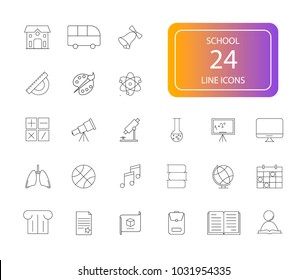 Line icons set. School pack. Vector illustration