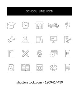 Line icons set. School pack. Vector illustration	