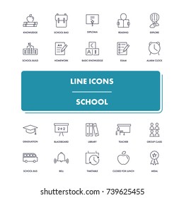 Line icons set. School pack. Vector illustration for education