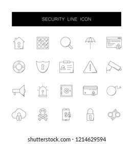 Line icons set. Security pack. Vector illustration