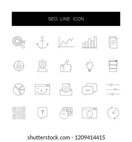Line icons set. Seo pack. Vector illustration	
