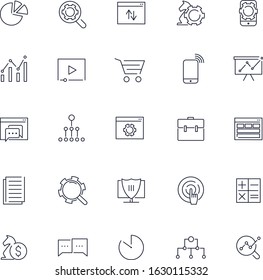  Line icons set. SEO pack. Vector illustration. 