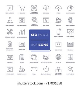 Line icons set. SEO pack. Vector illustration. 