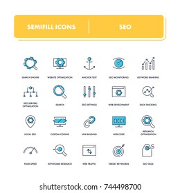 Line icons set. Seo pack. Vector illustration for internet page development 