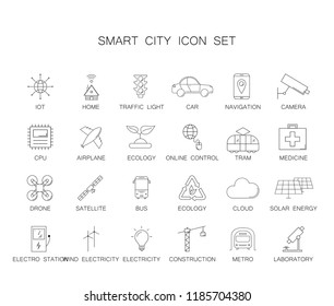 Line icons set. Smart city pack. Vector illustration	