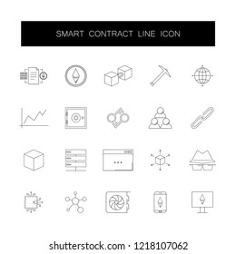 Line icons set. Smart contract pack. Vector illustration	