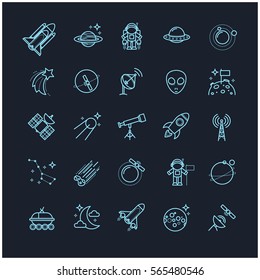 Line icons set - space, astronomy for your design
