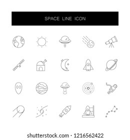 Line icons set. Space pack. Vector illustration	