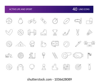 Line icons set. Sport and Active Life pack. Vector illustration