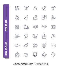  Line icons set. Start Up pack. Vector illustration.
