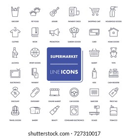  Line icons set. Supermarket pack. Vector illustration.