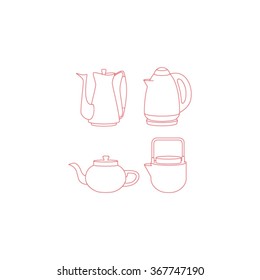 Line icons set of teapots