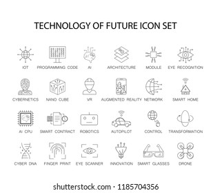 Line icons set. Technology of future pack. Vector illustration	