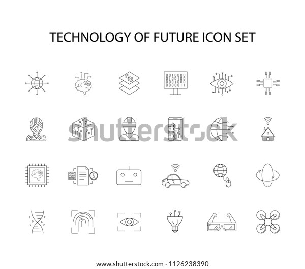 Line icons set. Technology of future pack.\
Vector illustration