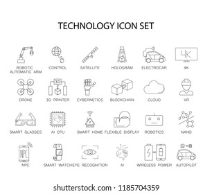 Line icons set. Technology pack. Vector illustration	