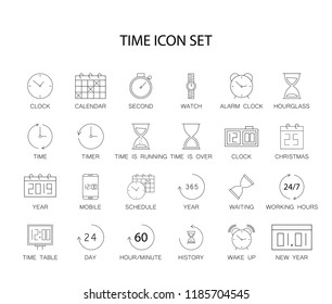 Line icons set. Time pack. Vector illustration	