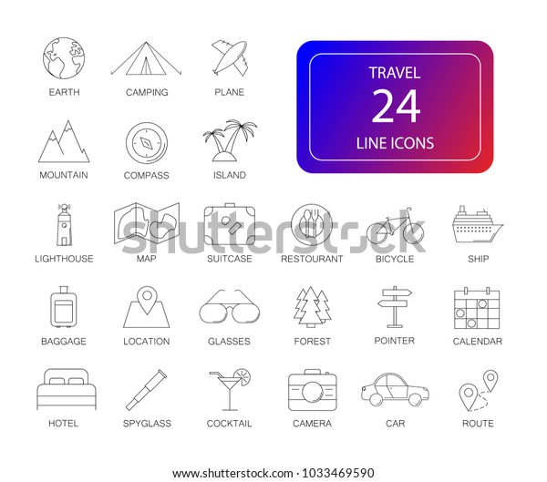 Line icons\
set. Travel pack. Vector\
illustration	
