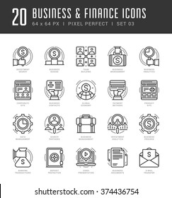 Line icons set. Trendy Modern flat thin linear stroke vector Business and Finance concept. For website graphics, Mobile Apps, Infographics design, Brochures. Outline pictogram pack.