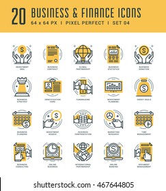 Line icons set. Trendy Modern flat thin linear stroke vector Business and Finance concept. For website graphics, Mobile Apps, Infographics design, Brochures. Outline pictogram pack.