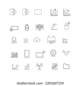 Line icons set.. Vector consisting of computer phone and other electronic machines in content