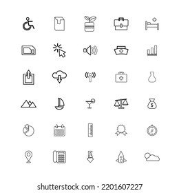 Line icons set.. Vector consisting of computer phone and other electronic machines in content