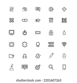 Line icons set.. Vector consisting of computer phone and other electronic machines in content