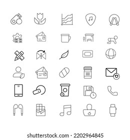 Line icons set. Vector consisting of computer phone and other electronic machines in content