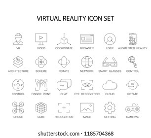 Line icons set. Virtual reality pack. Vector illustration	