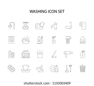 Line icons set. Washing pack. Vector illustration	