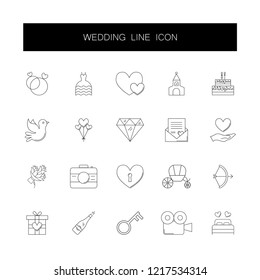 Line icons set. Wedding pack. Vector illustration	