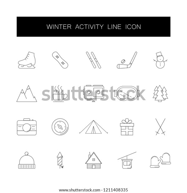 Line\
icons set. Winter activity pack. Vector\
illustration