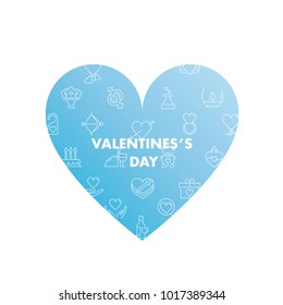 Line icons in shape. Valentine’s day pack. Vector illustration for romantic holidays 
