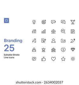 Line Icons Showcase Brand Elements for Digital Strategy SEO and Corporate Design with Clean