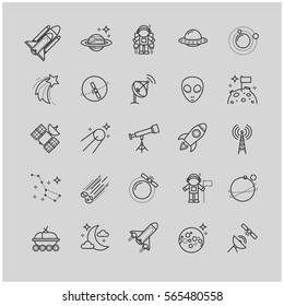Line icons - space, astronomy set for your design