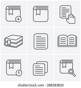 Line Icons Style  Book Icons Set, Vector Design