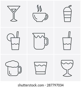 Line Icons Style  Drink  Icons Set, Vector Design